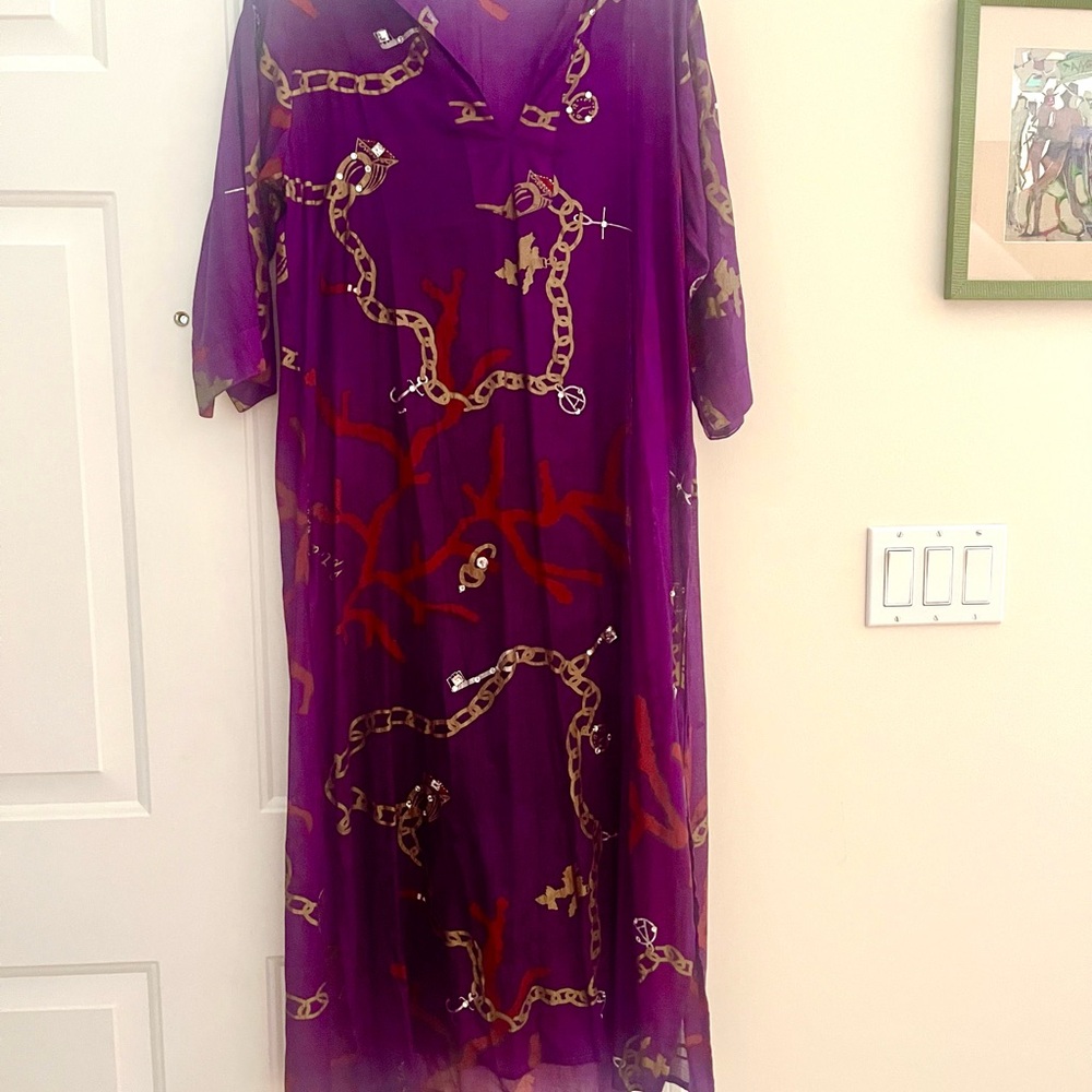Purple Sheer cover up dress. Light, excellent conditions. Maxi. - Picture 3 of 4